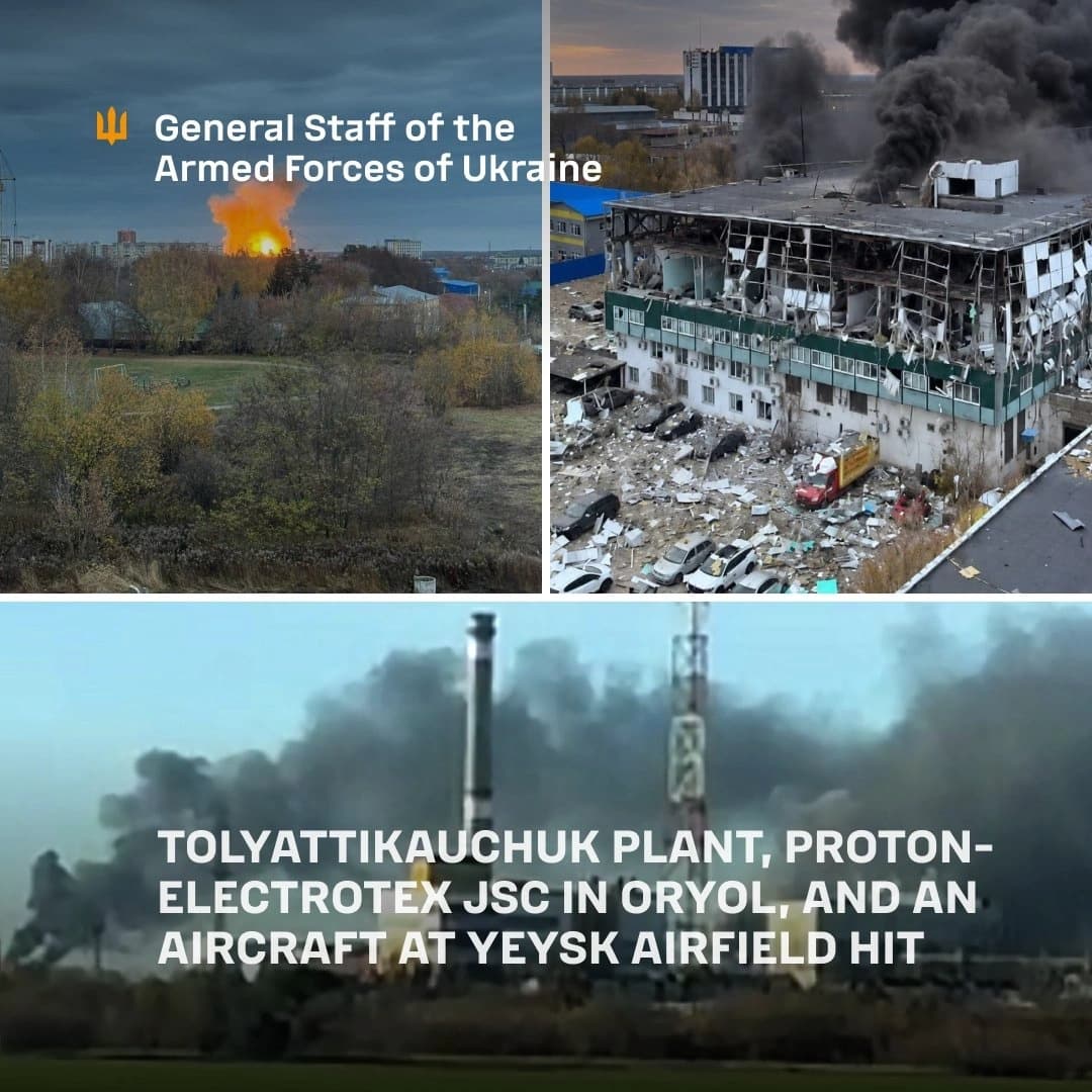 Tolyattikauchuk plant, Proton-Electrotex JSC in Oryol, and an aircraft at Yeysk airfield hit